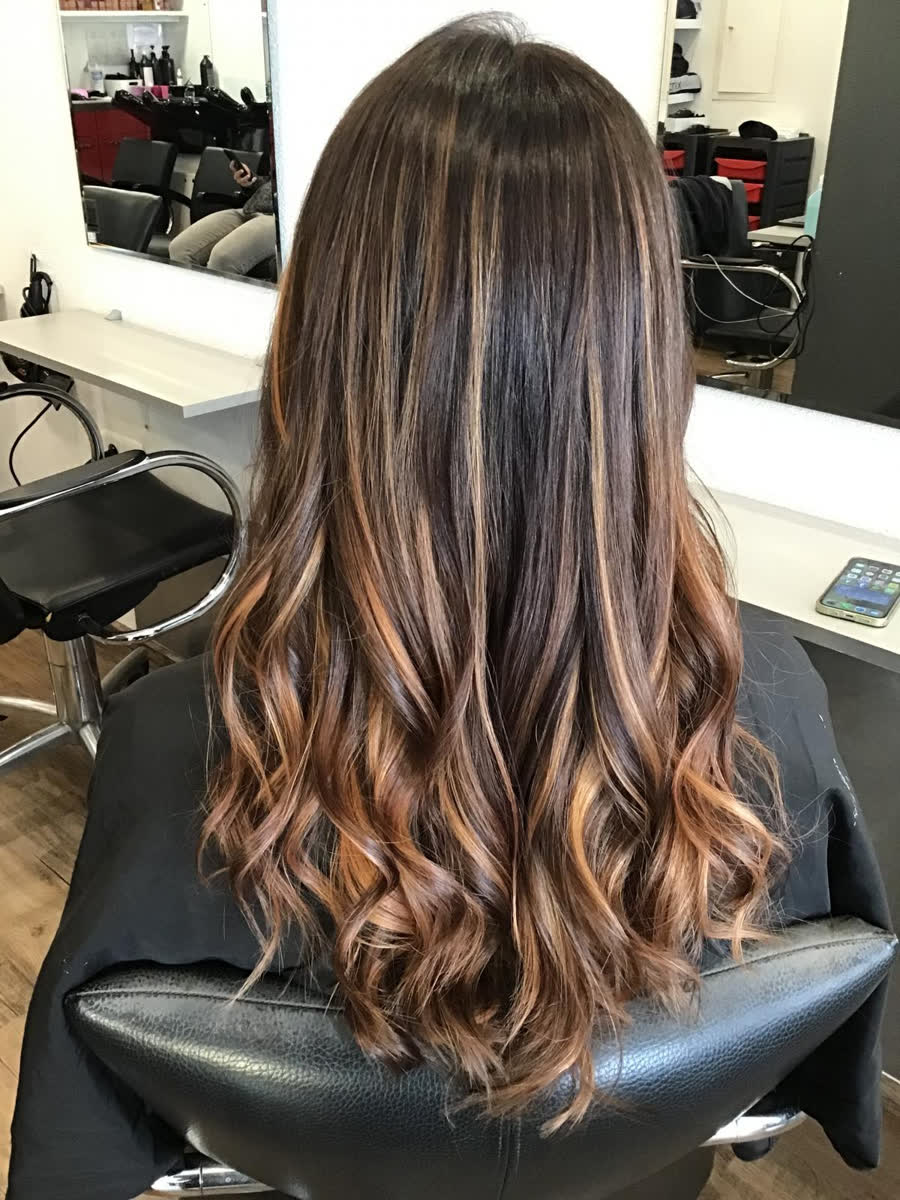 Balayage von Espresso zu Kupfer